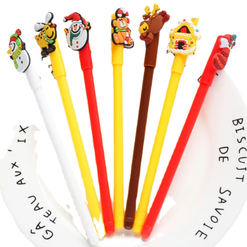 

24 Pcs Gel Pen Cute Elk Student Black Ink Pen Creative Cartoon Christmas Series Kawaii Christmas Cute Stationary Supplies