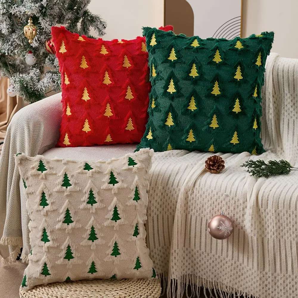 Green Christmas Throw Pillow Cover Image 2
