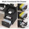 Computer Desk with 3 Drawer Storage Shelves, Home Office Desk with File Drawer Cabinet, Writing Study Table with Long Monitor 4