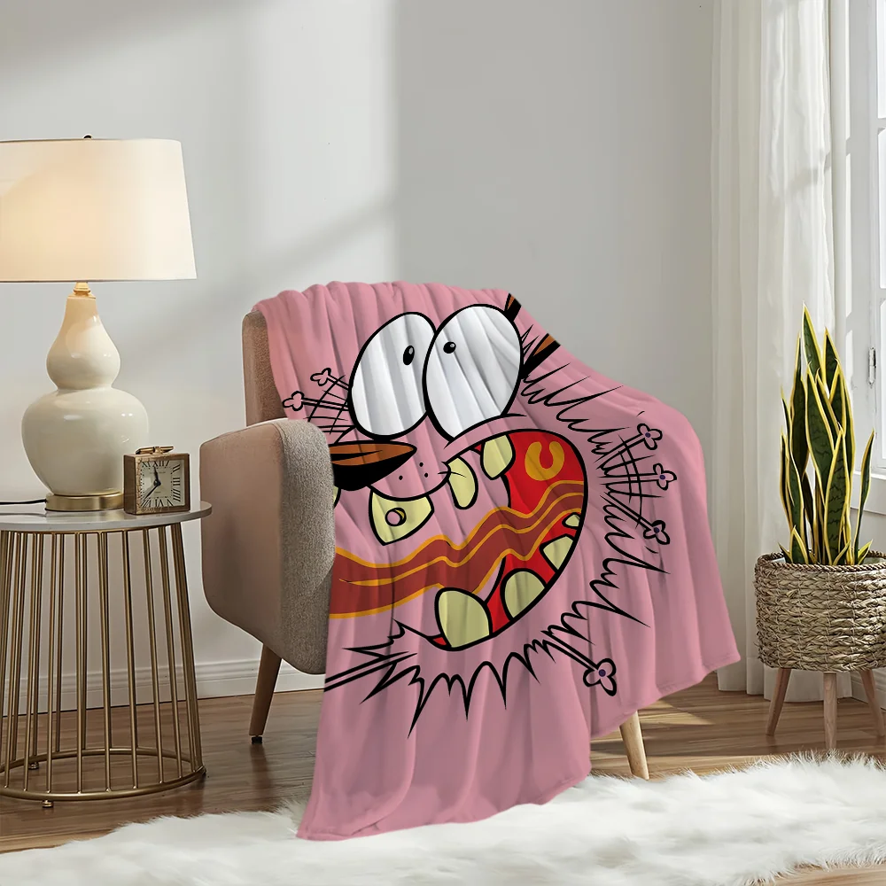 Cartoon C-Courage the C-Cowardly D-Dog Blanket Plush Nap Sofa rug for Living Room Office Bedroom Birthday Home Travel Kid Gifts 3