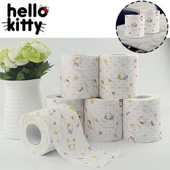 Hello Kitty Roll Paper Creative Cute Household 2-layer Printing Toilet Paper Roll Kitchen Table Bathroom Paper Supplies Gifts