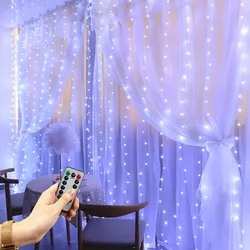 USB-Powered LED Curtain Lights - 3x2m 200leds (White lights)