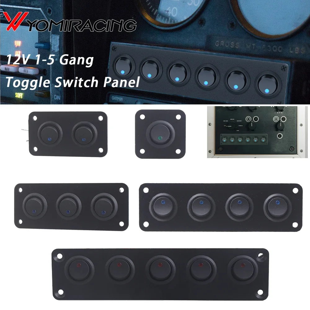 Door window control switch panel 12V 1-5 Gang Universal Toggle Switch Panel USB Car Boat Marine RV Truck Rocker Switch
