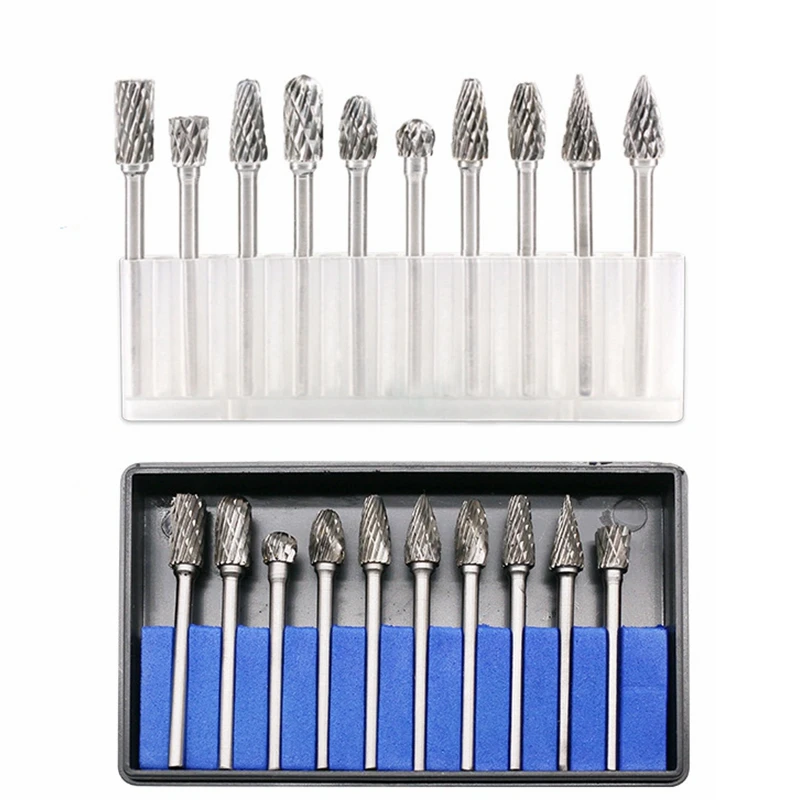 10pcs 1/8" Shank Tungsten Carbide Milling Cutter Rotary Tool Burr