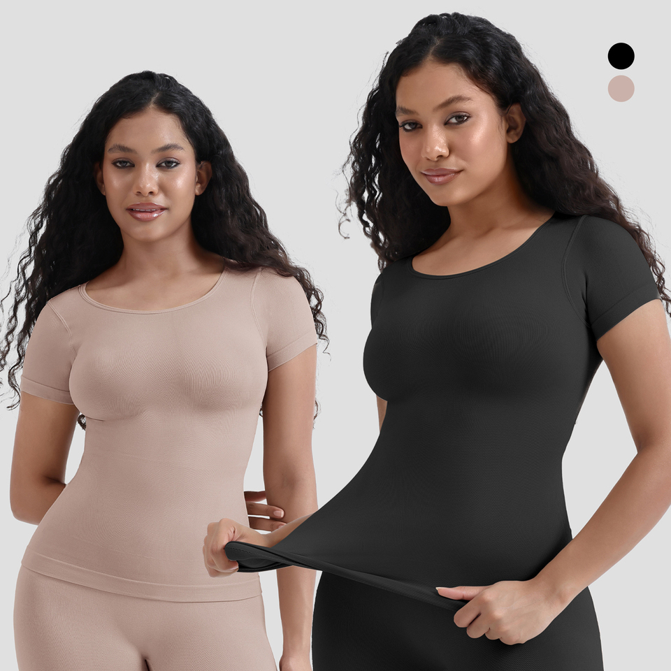One Piece Women's Short Sleeve Seamless Shapers Female Elastic Base Shapewear Women Body Shaper Tummy Control
