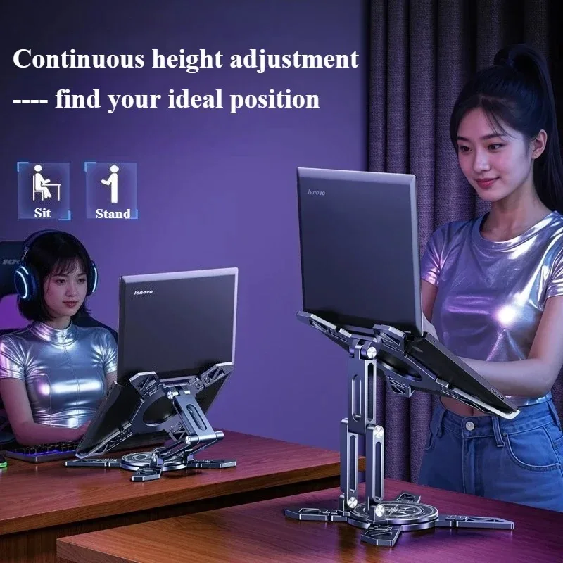 Eary Laptop Stand For Desk Metal Computer Riser Foldable 360 Rotate Adjustable Tablet Notebook Holder Compatible with 12-18Inch