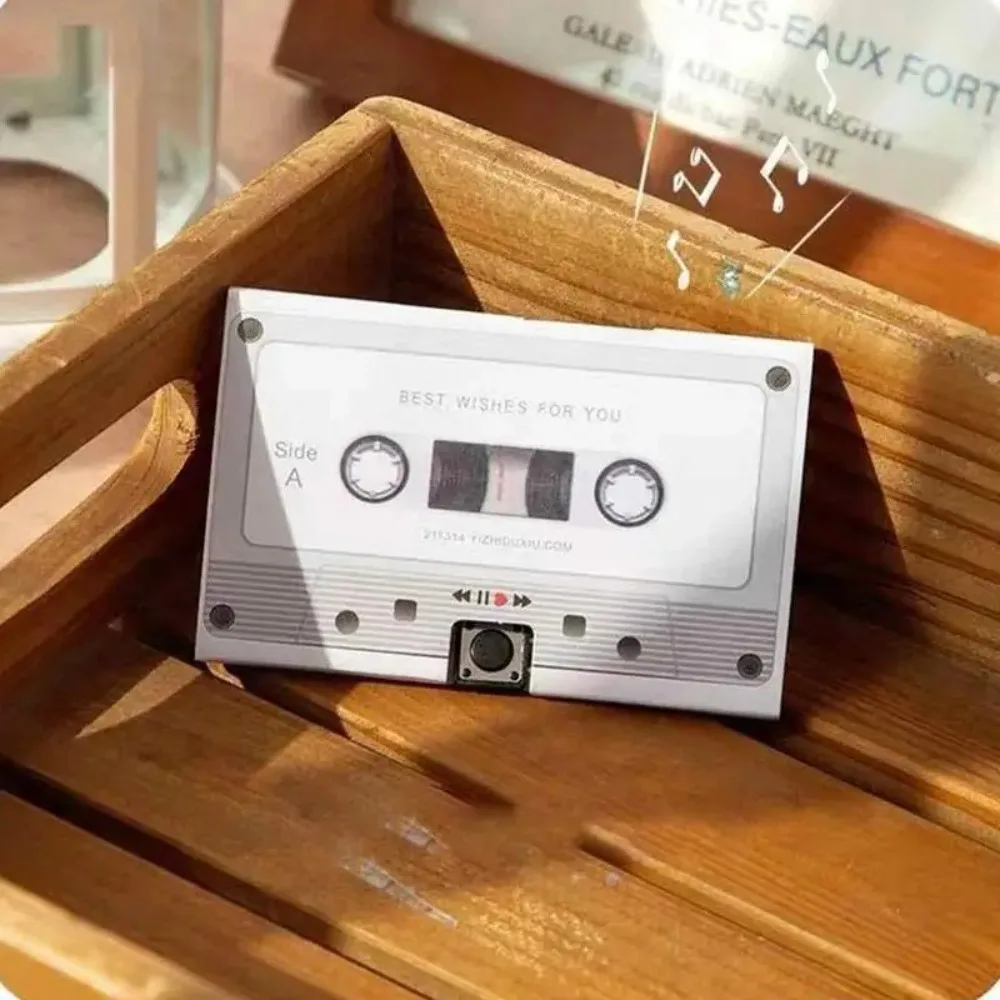 Self-Made DIY Greeting Cards Ins Recordable Post Card Cassette Tape Self-Made DIY Valentines Gifts 5mins Sound Recording recordable greeting card