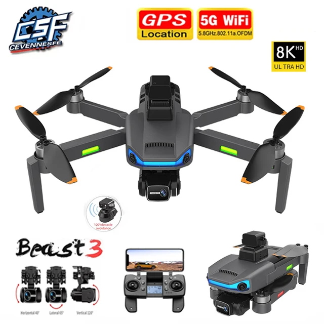 New AE3 Pro Max GPS Drone 8K Dual Camera 6Axis EIS Gimbal 5G Wifi FPV Folding Quadcopter Remote Control Distance 1500M Gift Toys 1