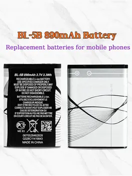 890mAh BL-5B BL 5B BL5B Battery 3220 5300 5320 7360 5140 6120c 3230 5070 Lithium Batteries for Rechargeable Mobile Phones Nokia