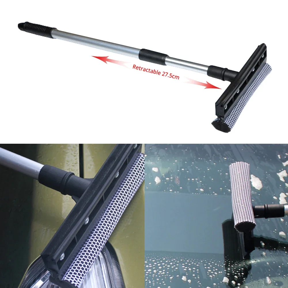 Stainles Steel Multi Function Wiper Long Handle Retractable Double Sided Window Brush Glass Professional Cleaning Scraper Sponge magic window glass cleaning brush double sided sponge wiper scraper bathroom wall shower squeegee mirror scrubber tools