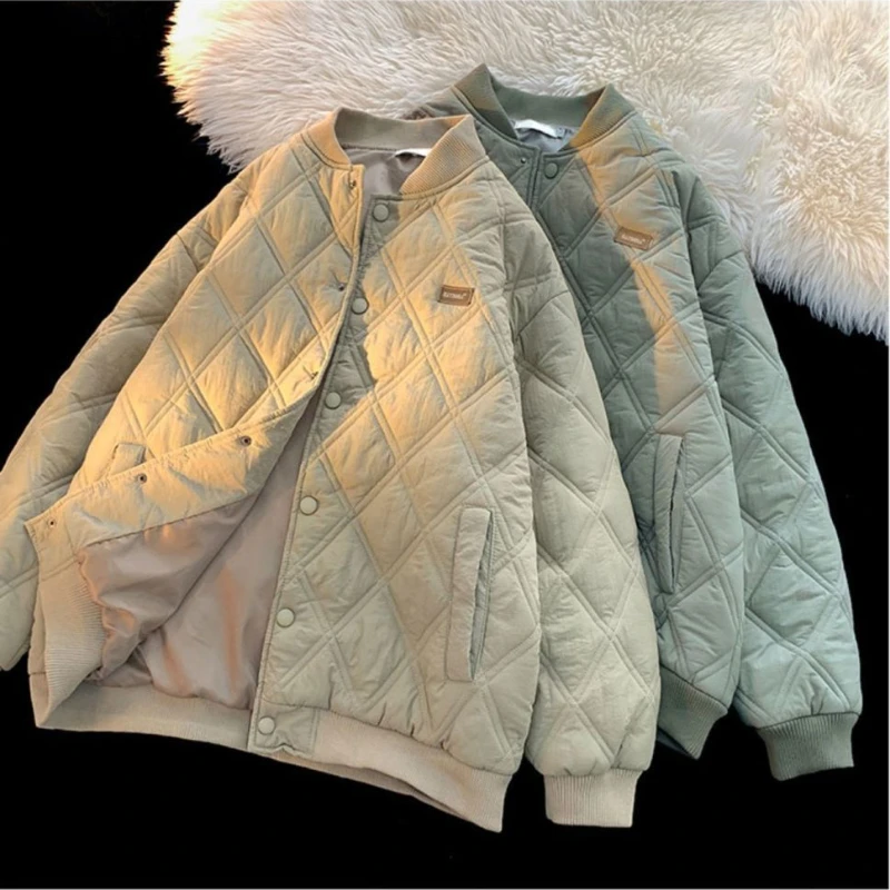Winter Men's Jacket Stand Collar Thicken Button Windproof Baseball Jackets Casual Solid Warm Couples High Street Padded Clothes cotton jacket
