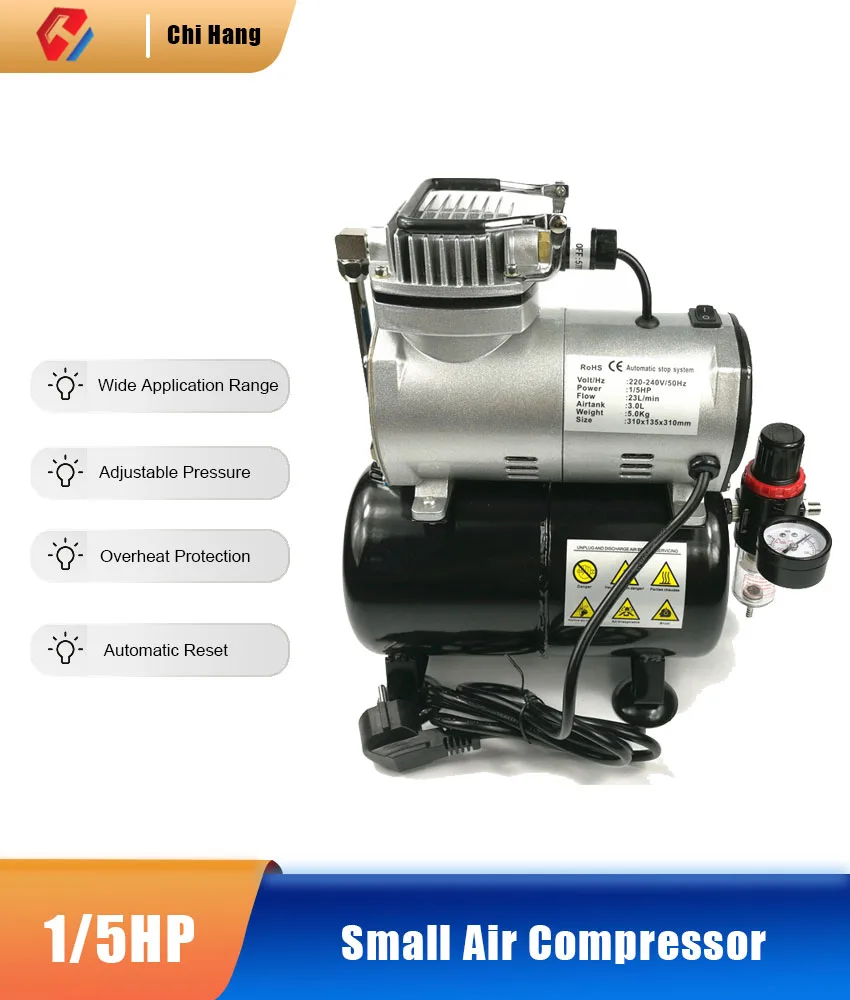 

TC20T Small Air Compressor Silent Furniture Leather Repair Manicure Model Coloring Airbrush Air Pump