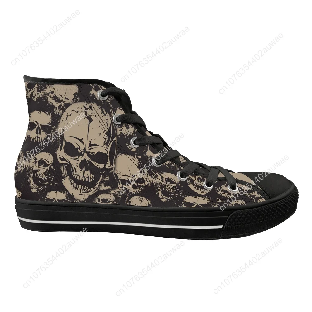 Men's Vulcanized Shoes Classic Superstar High Top Canvas Shoes Gothic Skull Print Men Flats Sneakers Chaussure Homme