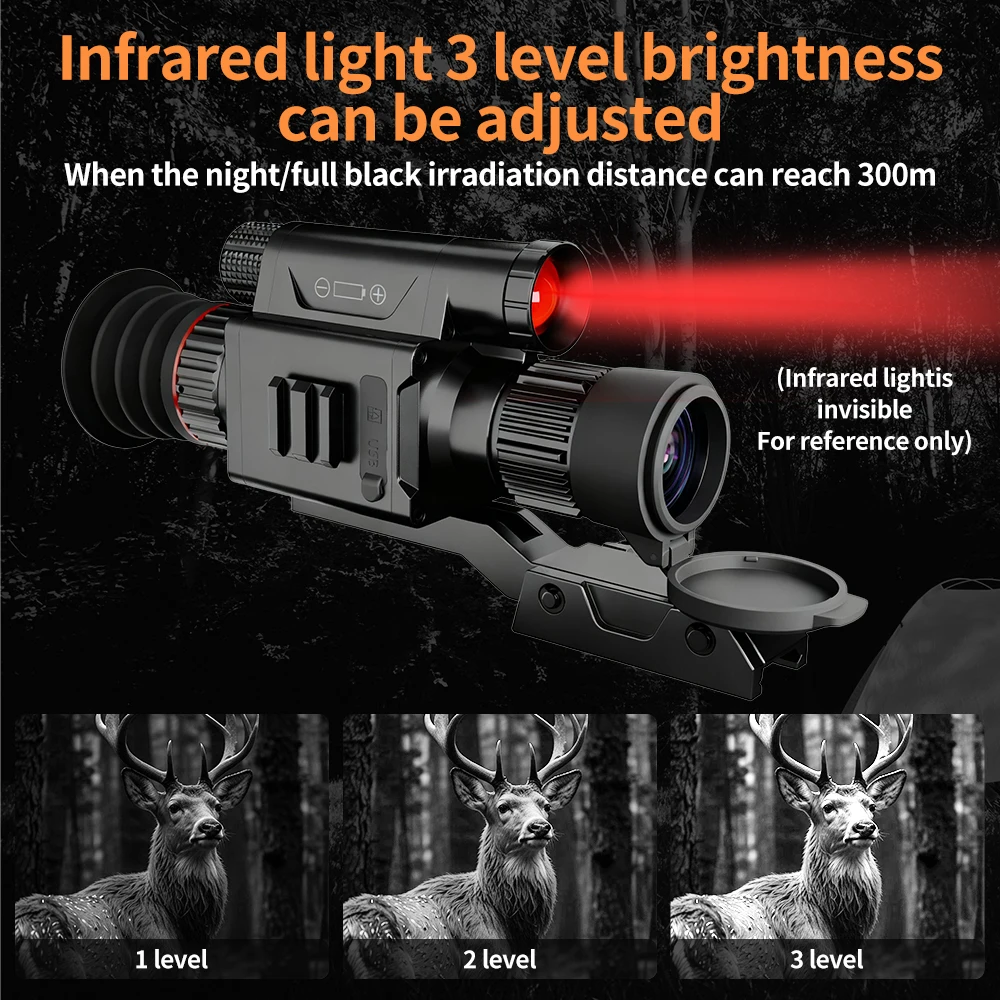 4K Hunting Night Vision Scope with PIP Video Rec Support 4X Digital Night Vision