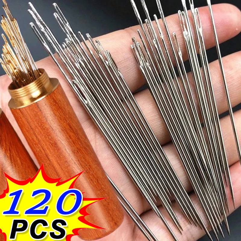 Description Picture 4 of item12/120Pcs Side Hole Blind Sewing Needles Stainless Steel Elderly Self Threading Needles Household DIY Beading Threading Needle