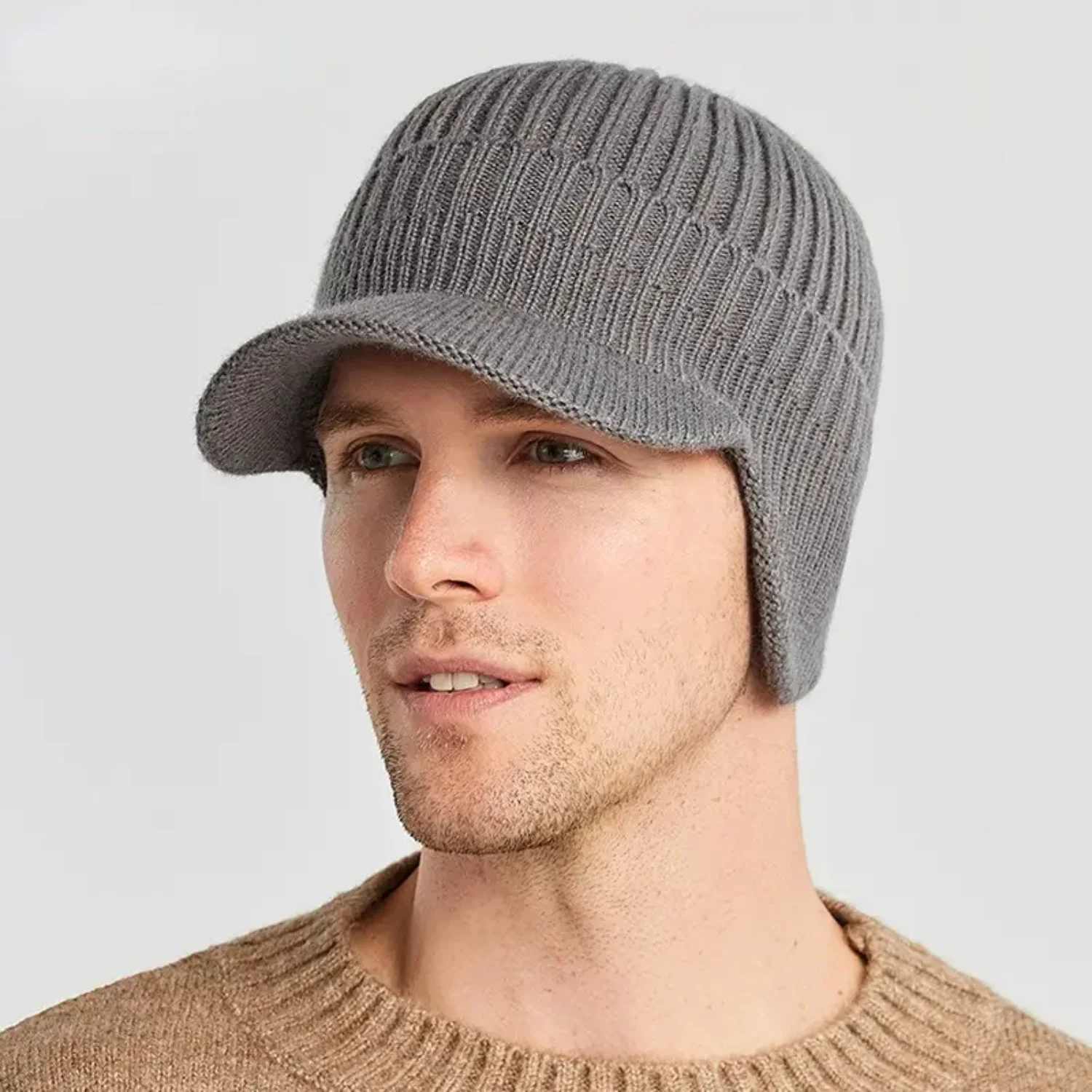 Outdoor Thickened Wool Knitted Hat Cap with Ear Protection-Windproof & Warm for Cycling and Hiking