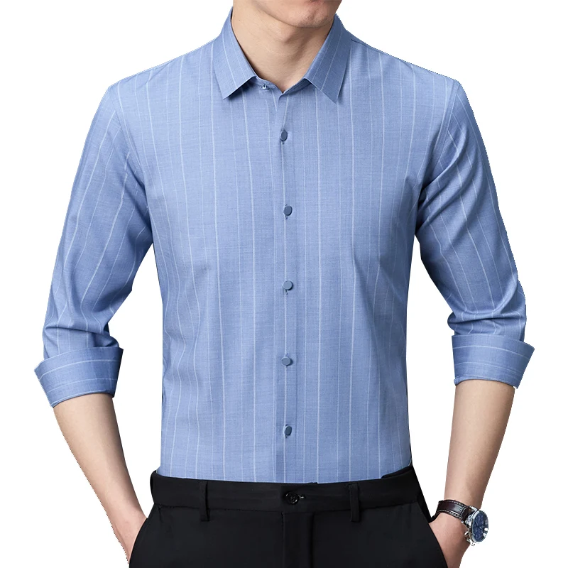 

2023 New Slim Non-iron Non-marking Men's Casual Striped Long-sleeved Shirt