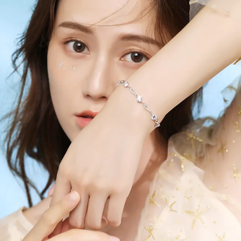 TBCYD 여성용 라운드 컷 모이사나이트 테니스 팔찌, 마름모 핸드 체인 파인 주얼리, 5mm 3.5cttw D 컬러