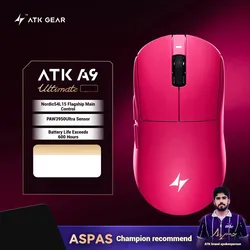 ATK DragonFly A9 Air Ultimate Wireless Gaming Mouse - High - Performance 42,000 DPI, 8KHz RGB with Ergonomic Design (A9 Ultimate Pink)