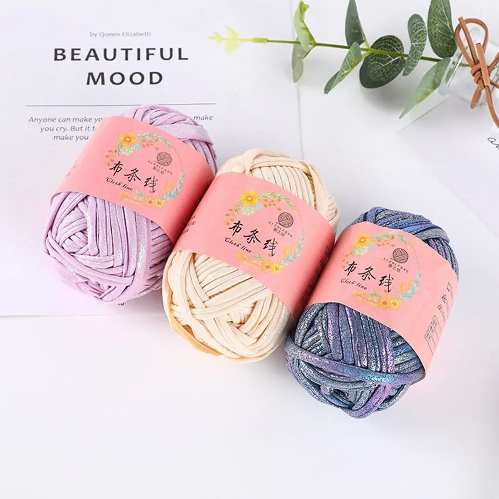 Description Picture 3 of item100g Imitation Leather Shiny Crochet Yarn DIY Hand Knitting Yarn Ball For Bag Blanket Cushion T-Shirt