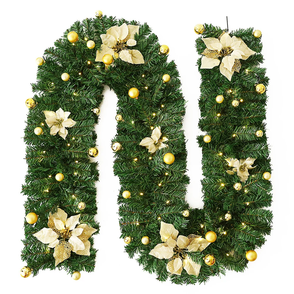 

Christmas Garland 2.7m Christmas LED Rattan Artificial Flower Vine Plants Indoor Outdoor Garden Gate Home Decoration Supplies