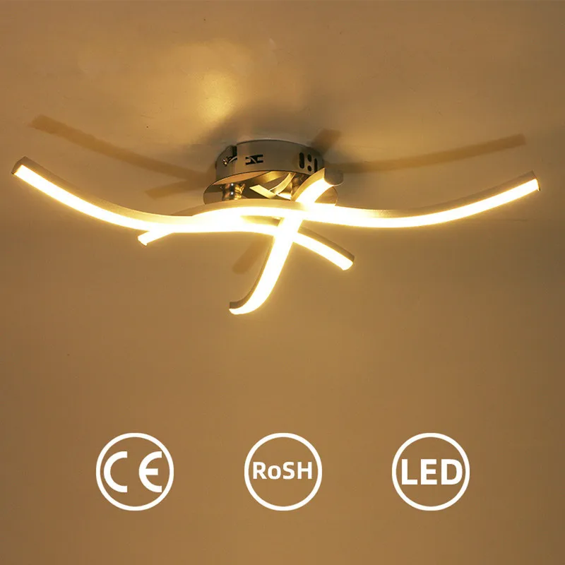 

LED Ceiling Lamp Bedroom Lamps Living Room Kitchen Pendant Light Three Fork Hanging Wave Chandelier Novelty Modern WY815