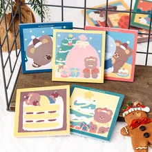 

50 Sheet/Pack Kawaii Bear Sticky Note Stitching Notepad Stickers Cute Memo Pad Stationery Student Diary