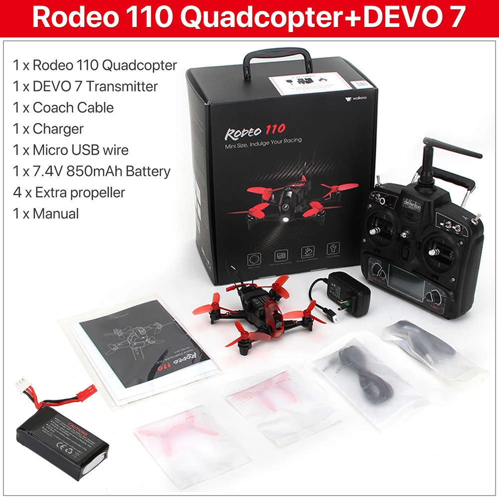 Walkera Rodeo 110Mini FPV Racing Drone 5.8GHZ Goggle 4 Transmitter RC  Quadcopter