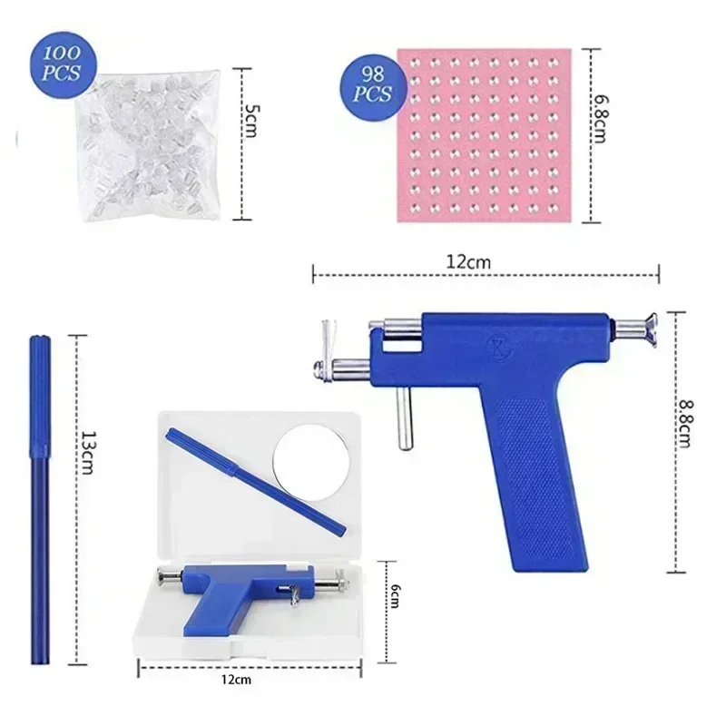 Professional Ear Piercing Gun Tools Set 98pcs Ear Studs Steel Nose Navel Body Piercing Gun Unit Tool Kit Safety Pierce Tool