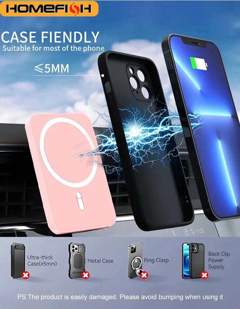 HOMEFISH Magnetic Car Wireless Charger For Phone Pad Watch Station