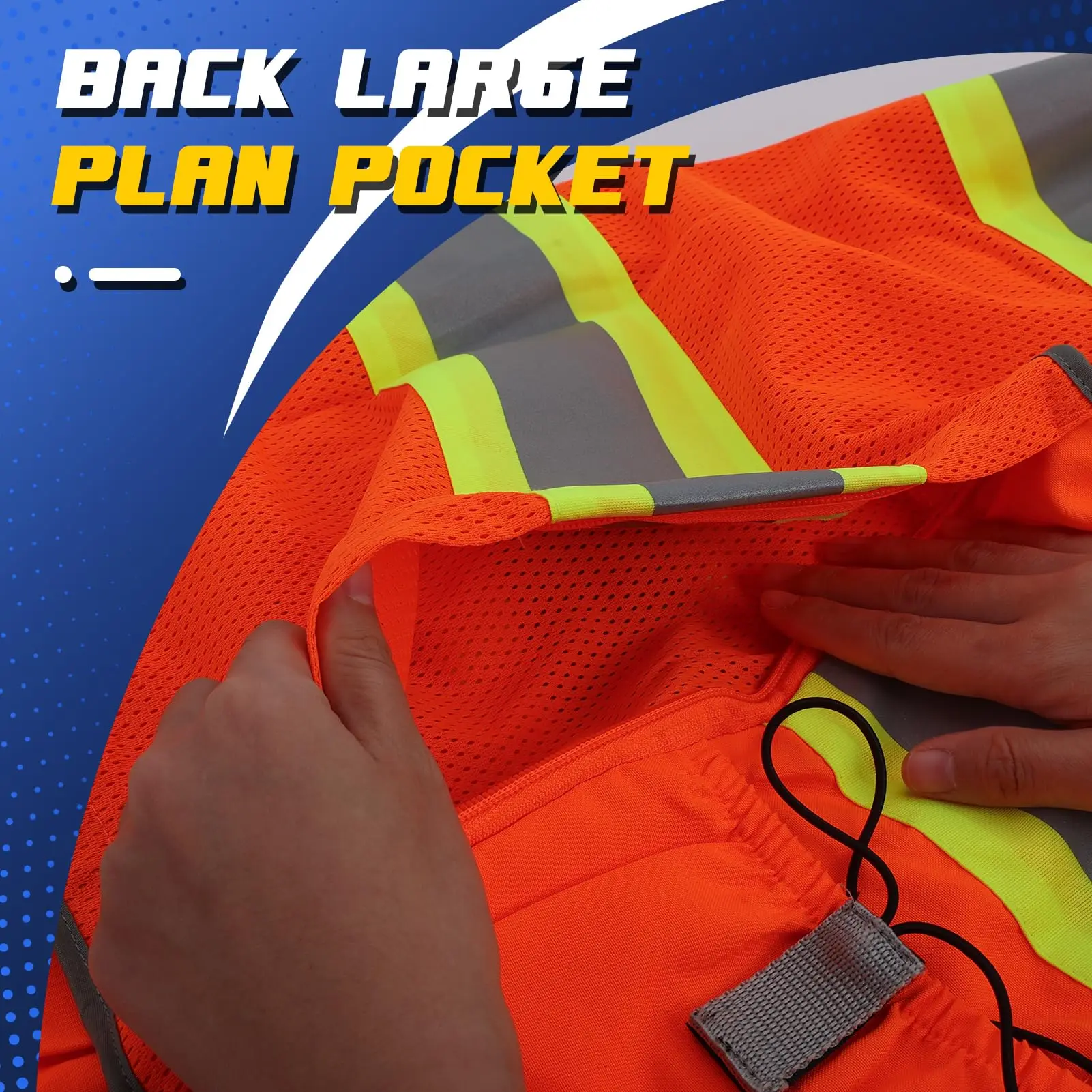 Surveyor Safety Vest Reflective for Men Class 2 Safety Vests with Pockets and Zipper High Visibility Vest
