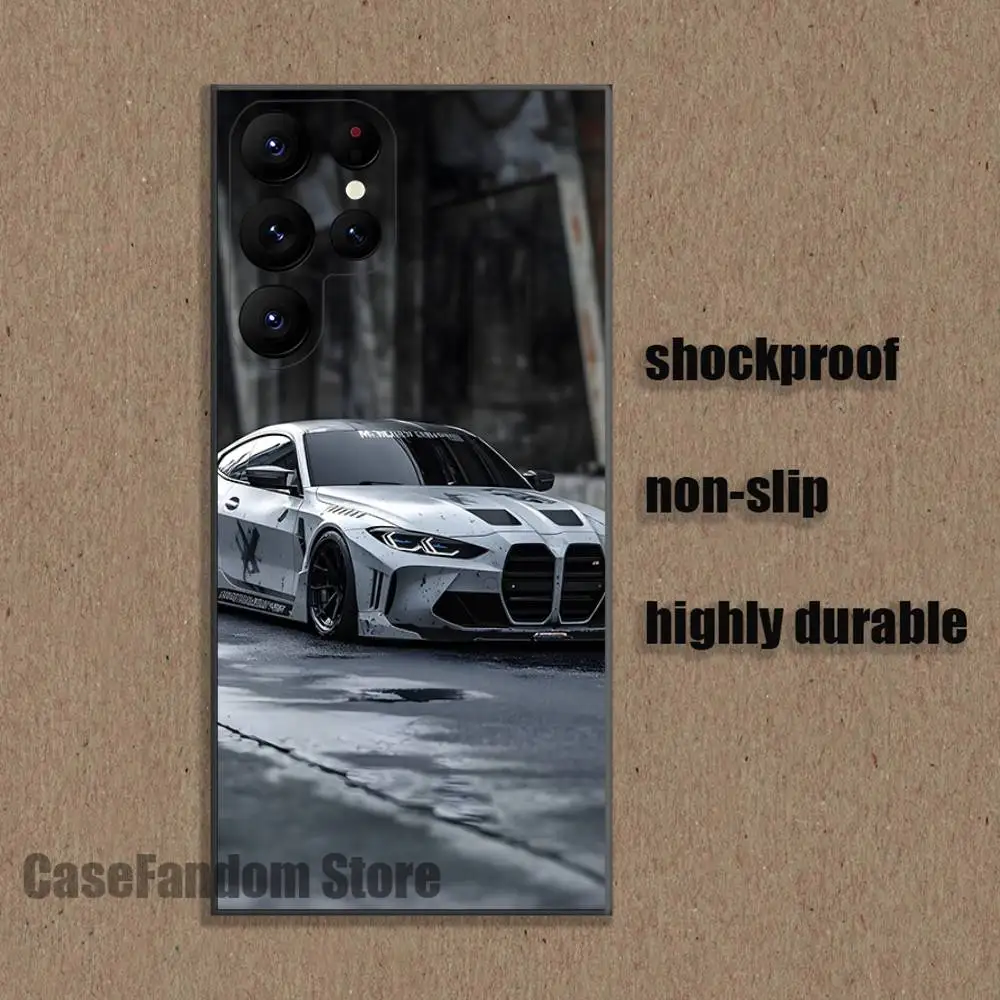 Monochrome Automotive-Inspired Phone Case - Sleek Black Cover
