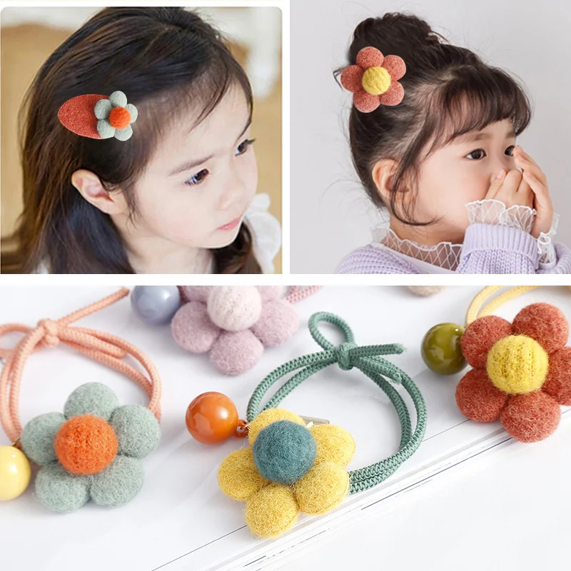 

Girls Cute Elastic Hair Bands Hairpins Flower Hair Clip Ponytail Holder Headwear For Children Kids Hair Accessories Hairdresses
