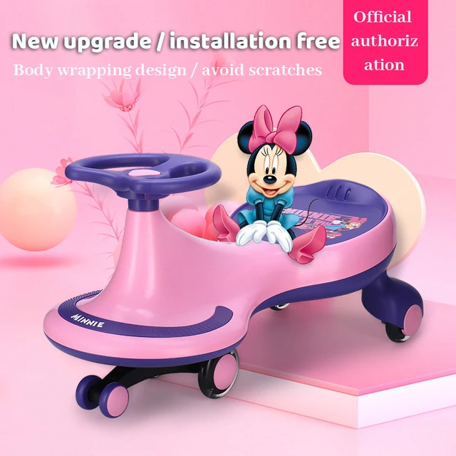 Disney Children Swing Car Anti Rollover 3wheel Widened Music Scooter Mickey Mouse Elsa 1-6 Year Old Kids Adults Shining Tricycle 1