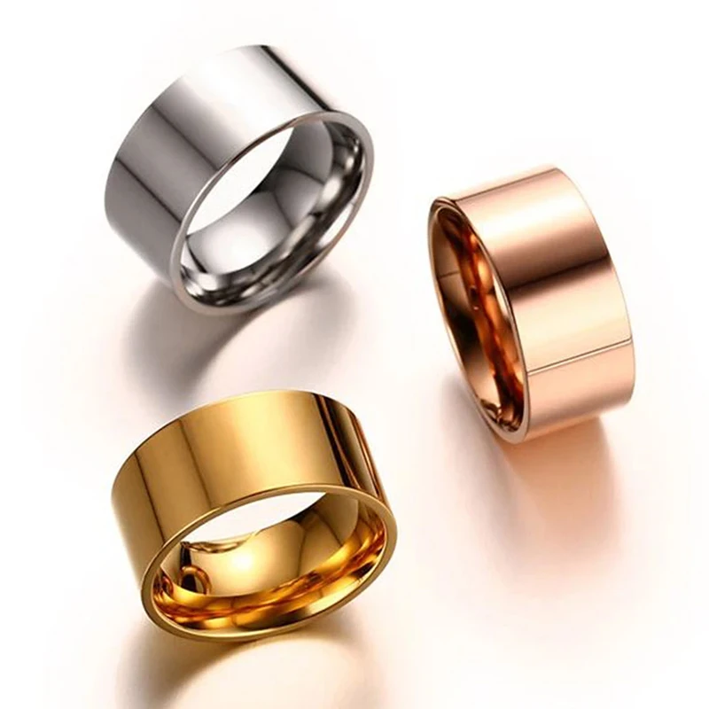 

Fashion 8mm Wide Glossy Ring For Men/Women Rose Gold Color Stainless Steel Anniversary Party Ring Charm Jewelry Anneau Wholesale