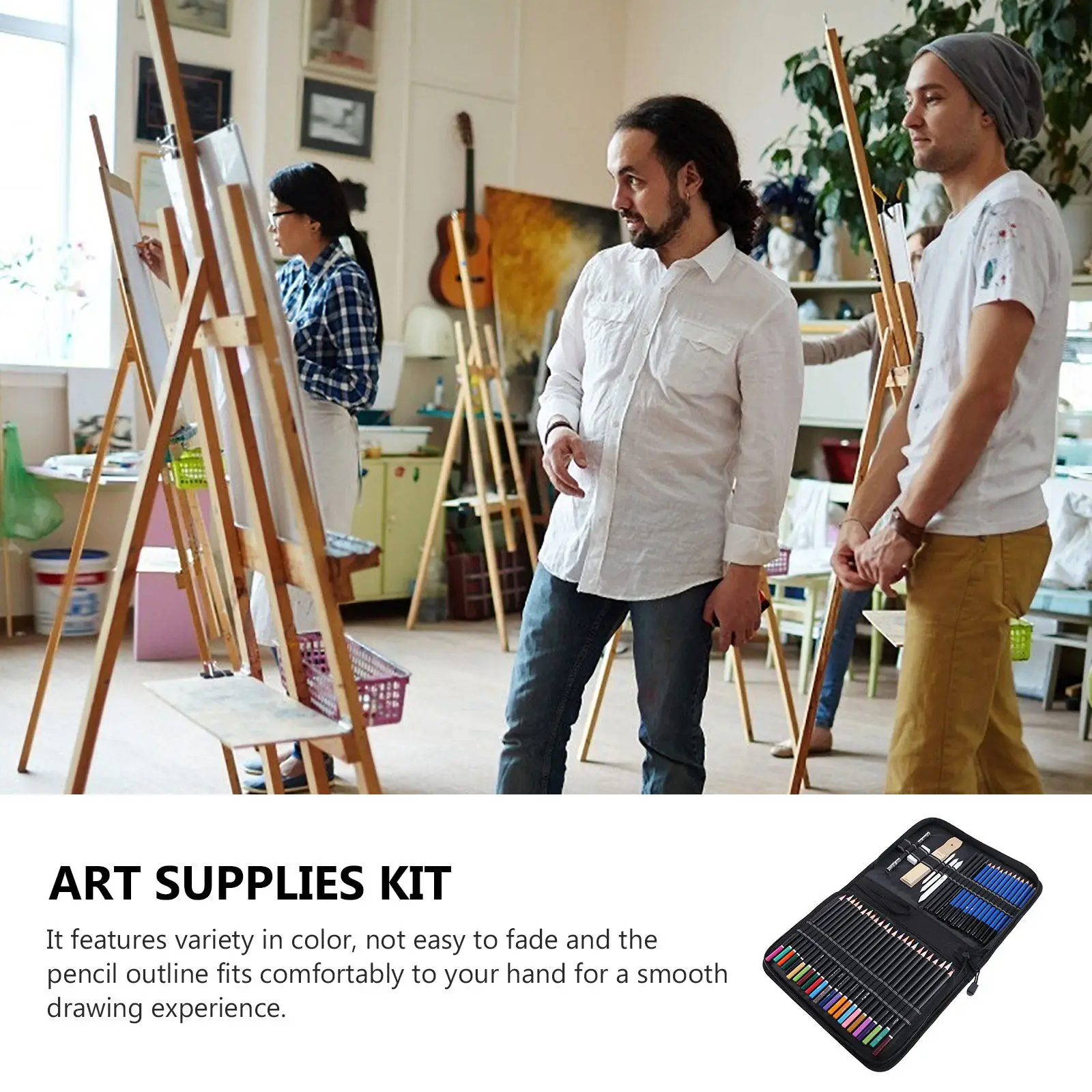 95색 색연필 세트 전문가용 색연필 스케치 숯 그림 도구 세트 (연필깎이, 연장기, 블렌딩 스텀프 포함)