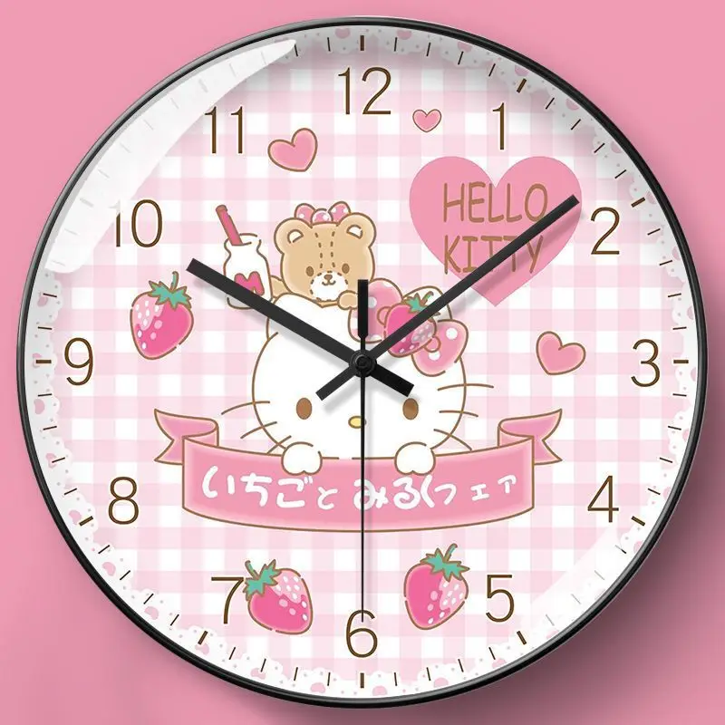 

Часы Sanrios с Hello Kitty, Мультяшные детские часы для спальни, бесшумные часы для путешествий, милые кварцевые часы без отверстий, милый подарок для девочки