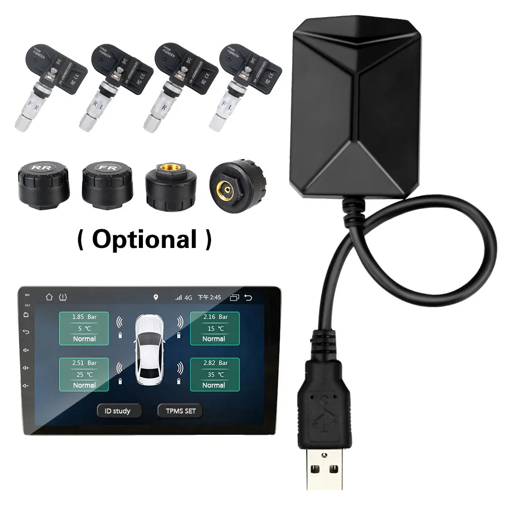 Android Navigation TPMS With 4 Sensors Alarm System USB Android Car TPMS Wireless Transmission Tire Pressure Monitoring System