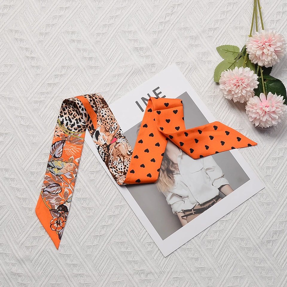 2 pz marrone leopardo cravatta chic sciarpa skinny fascia per