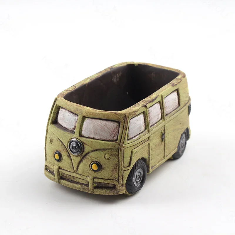 3D Kombi Camper Van Concrete Cement Flower Pot Silicone Mold Succulent Vase Mold Planter Mould DIY Crafts 5