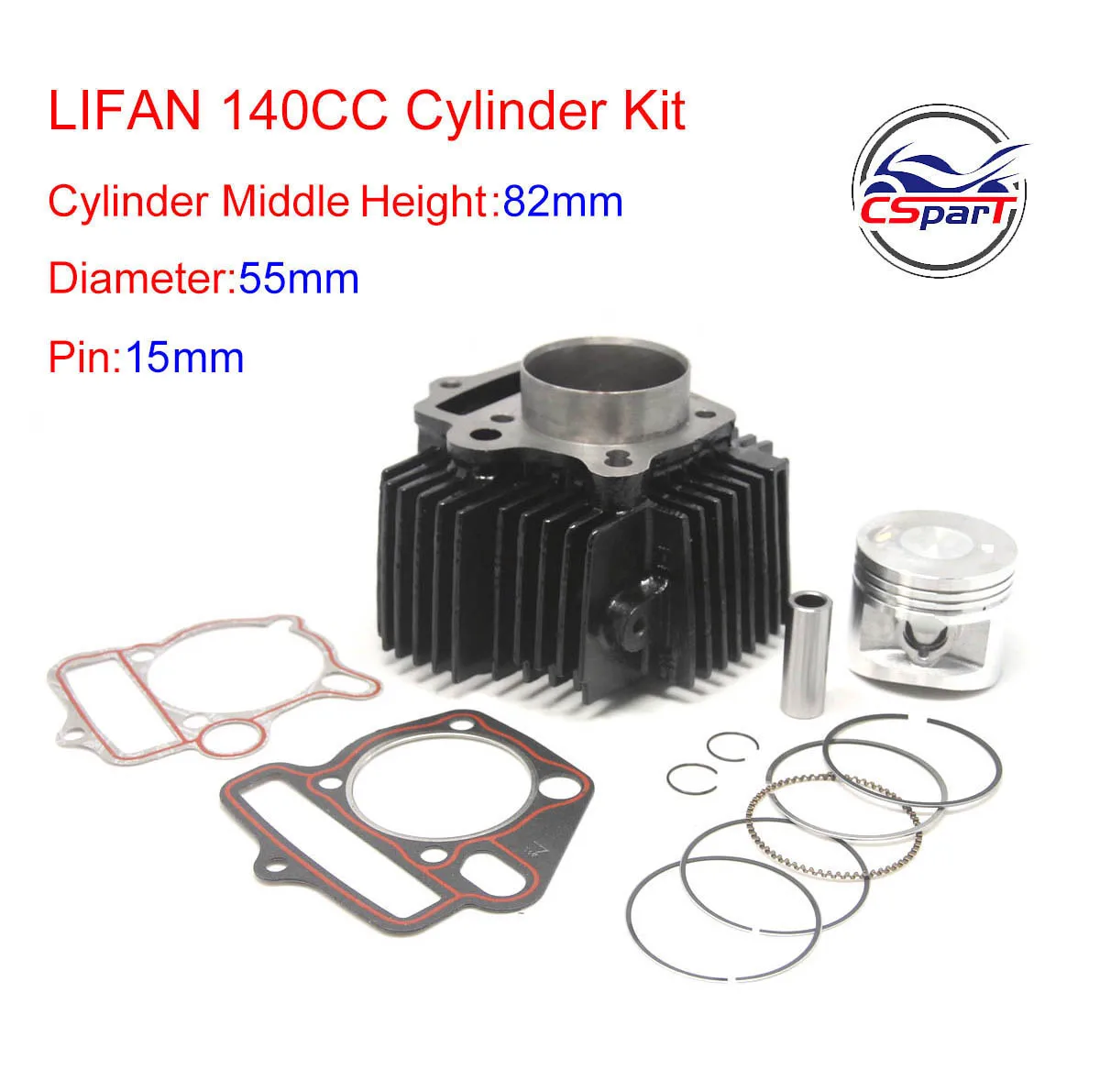 

Комплект цилиндров 55 мм, 15 мм, 82 мм, двигатель Lifan 140CC 1P55FMJ, запчасти для питбайка Apollo Tmax