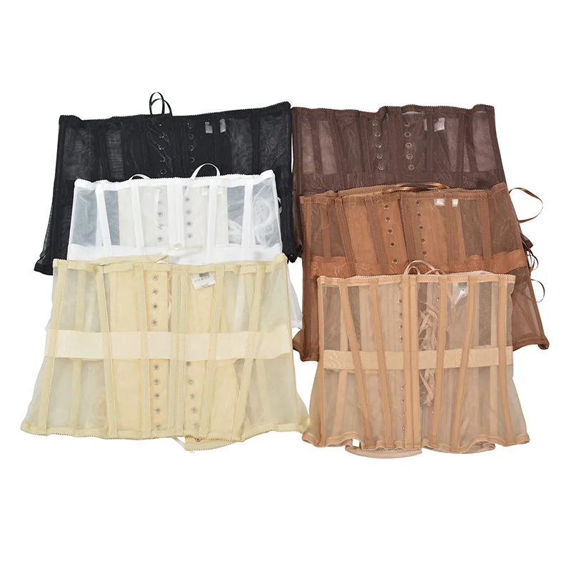 25 см ультратонкий прозрачный сетчатый корсет под грудью со стальными косточками, корсет, бюстье с перекрестной шнуровкой, бандажный ремень