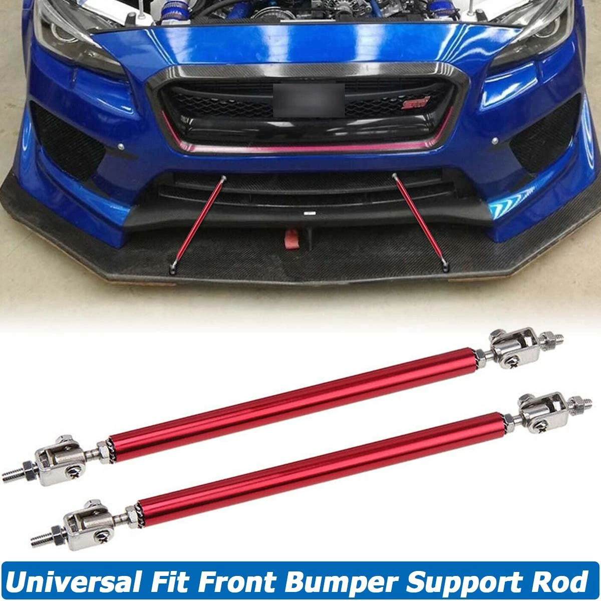 Frontstoßstangen Stützstreben 20cm - Aluminium Lippen-Splitter Rod Schwarz