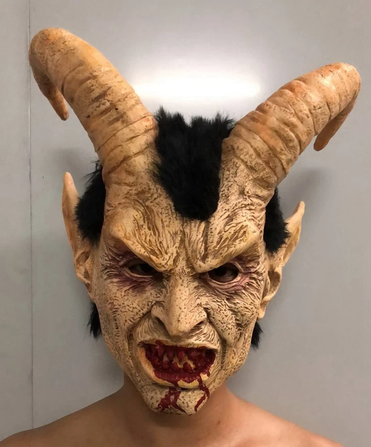 

Fallen Angel Lucifer Mask Halloween horror cos prop demon horn latex Lucifer mask
