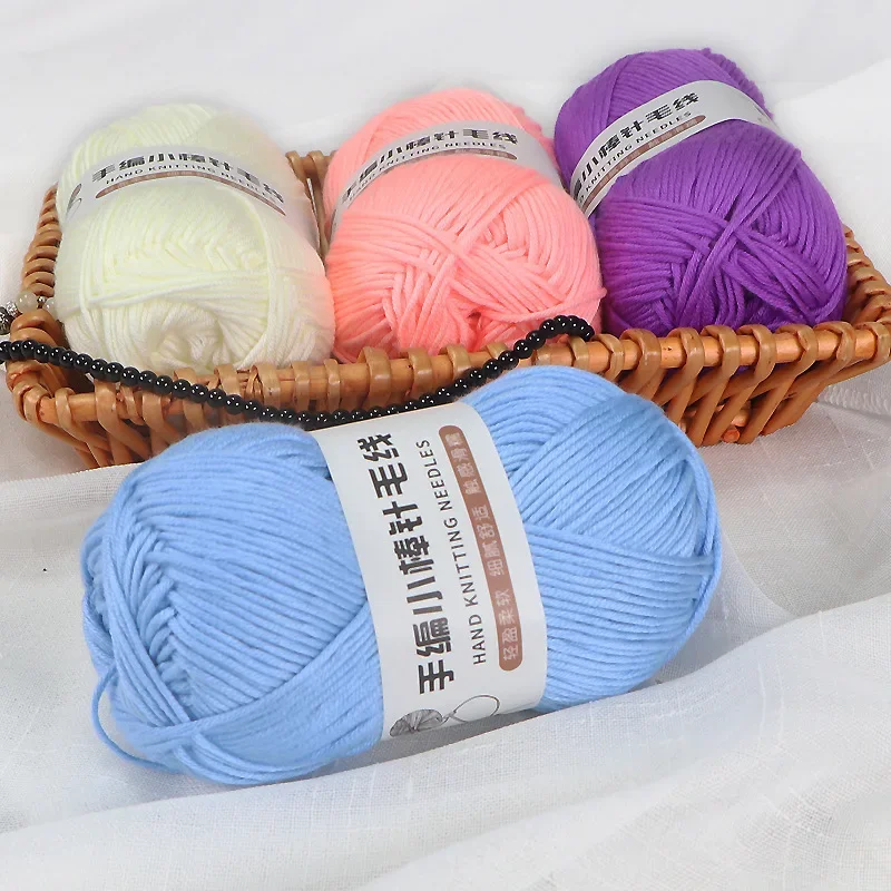 100g/ball Hand Knitted DIY Milk Cotton Yarn Medium Thick Wool Thread Soft Feel Hat Scarf Material Crochet Thread Handmade Gifts 2
