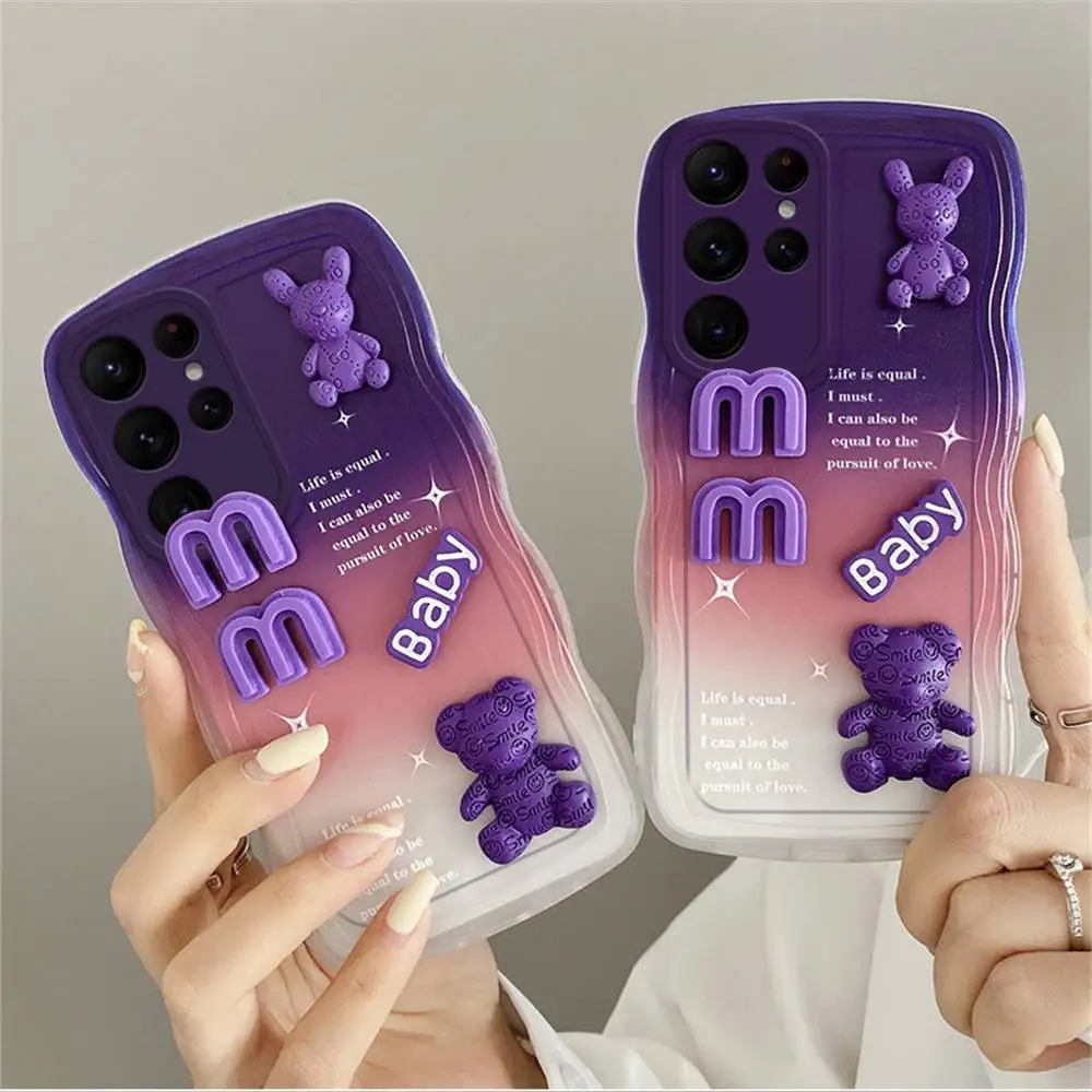 Luxury 3D Wave Gradient Doll Case with Lens Protection Cover