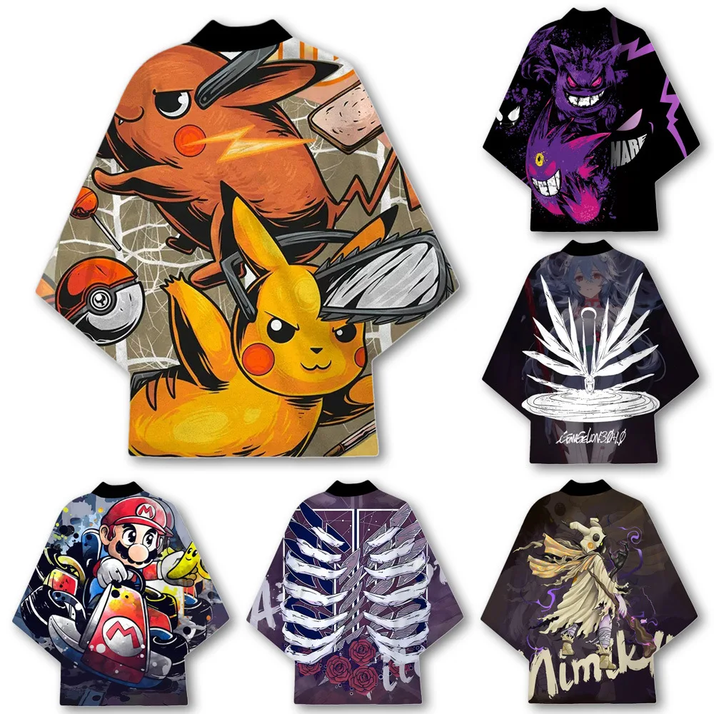 Digital Printing Baby Chainsaw Man Anime Series Surrounding Kimono Cape Two-dimensional Feather Woven Robe Summer New Products