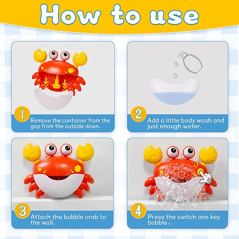 Bubble Bath Toys Crab Shaped Baby with Music Maker for Bathtub Baby Bath Toys Parent Child Toys Bubble Machine During Bath Time