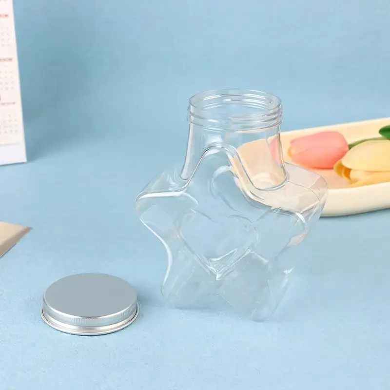 Star Shaped Doll Ornament Storage Box Plastic Bottle With Lids Food Storage Container Wide Mouth Jar Reusable Cookie Container