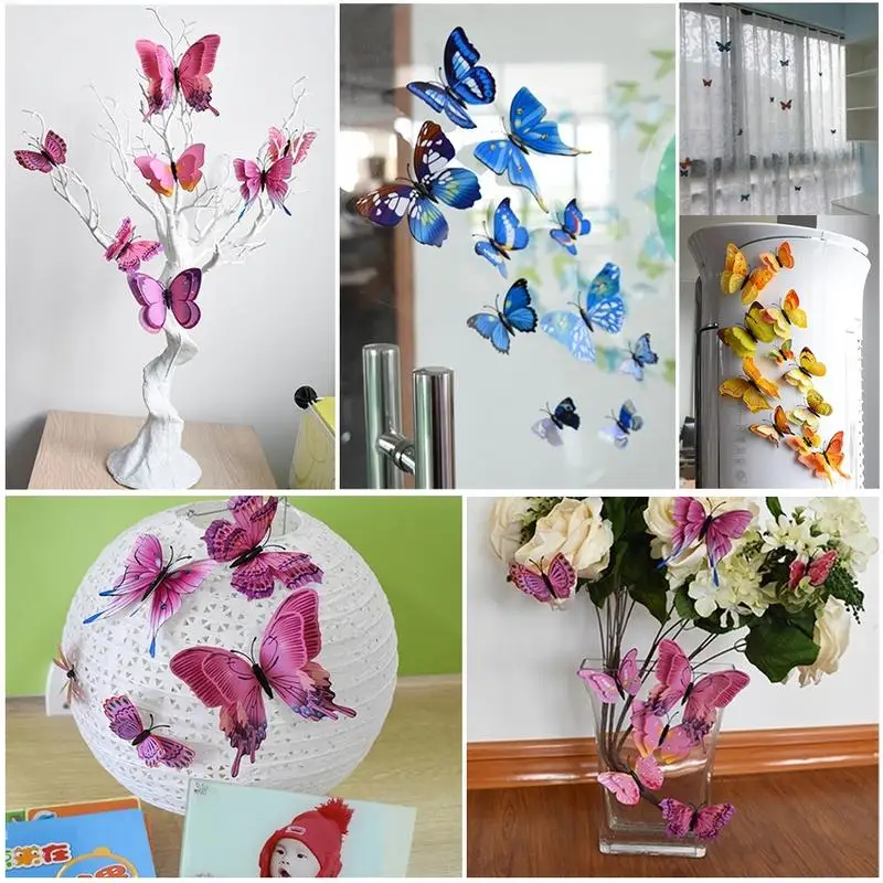 12PCS Magnet Butterflies Stickers for Fridge 3D Butterflies Removable Mural Wall Stickers for Home Room Bedroom Decorations​